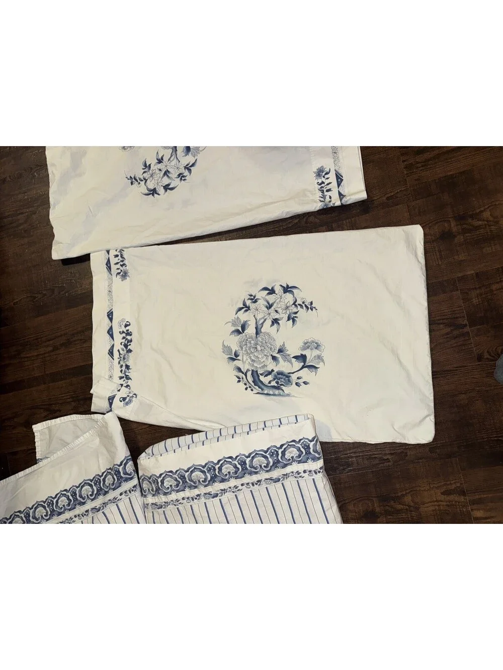 Ralph Lauren Jonquil Blue Porcelain Blue White Stripe Twin Sheet Sets